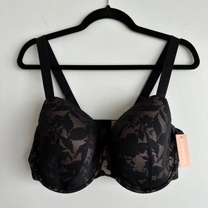 NEW ThirdLove 40F Black Lace Foliage Demi Bra
